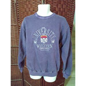 Vintage University Of Western Ontario Sweatshirt Adult Medium Embroidered Retro